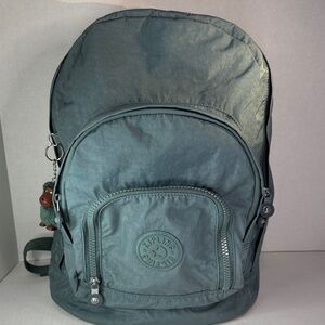 Kipling Harper Expandable Full-sized Backpack w/ Ape Gray, Blue - Mens Womens